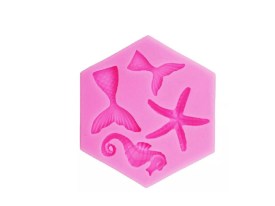 Molde silicona 4 figuras marinas